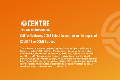 DCMS Call For Evidence Covid19 And Sport FINAL (1) Page 01 400 266 75 S C1