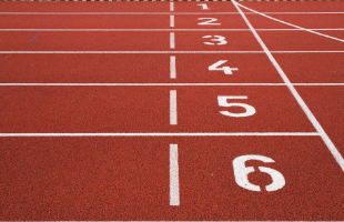 Starting numbers on ground of running track 